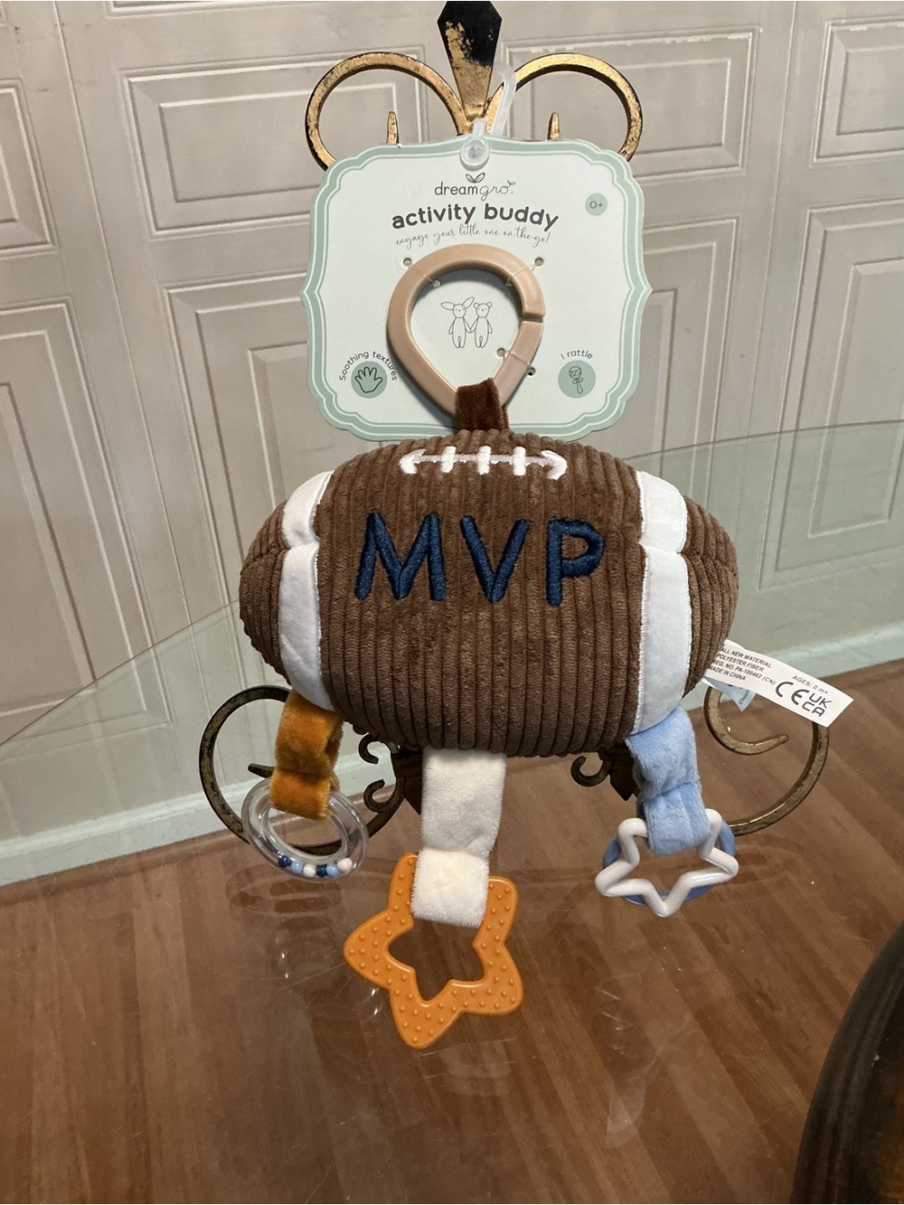 Dreamgro MVP FOOTBALL Activity Buddy Lovey Plush Security Rattle Teether Toy NEW